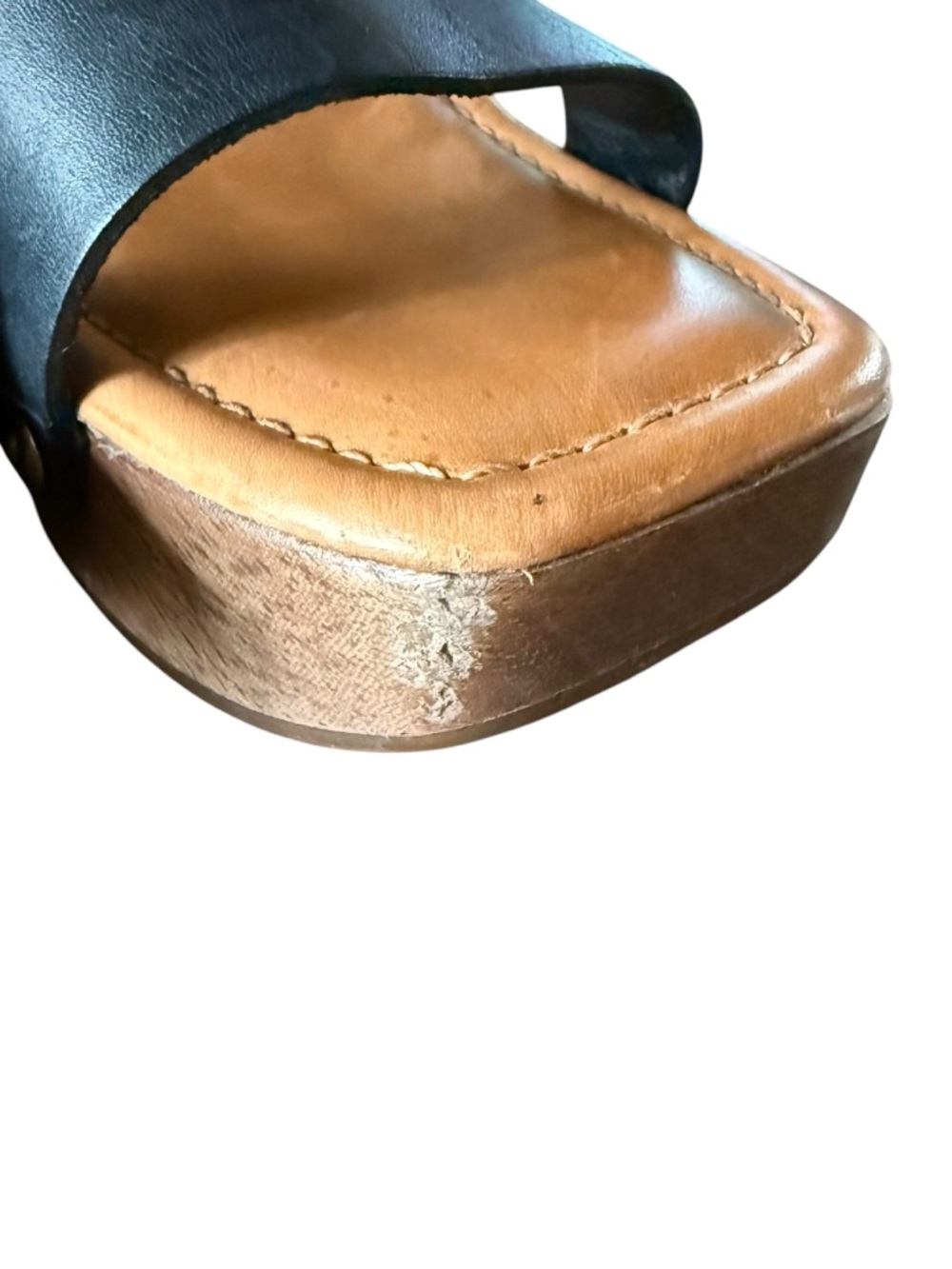 SCHUTZ Aryana leather wooden platform heels size 6.5 Black - Picture 9 of 9
